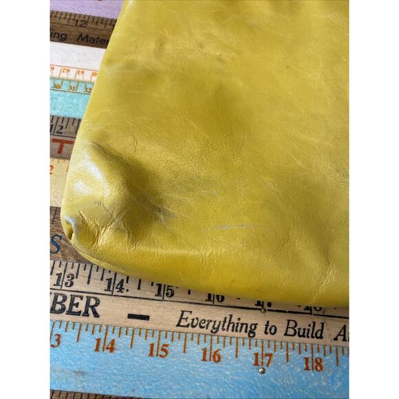 Vintage HOBO Int Crossbody Purse Vibrant Yellow Leather Silver Hardware Bag - Picture 9 of 11